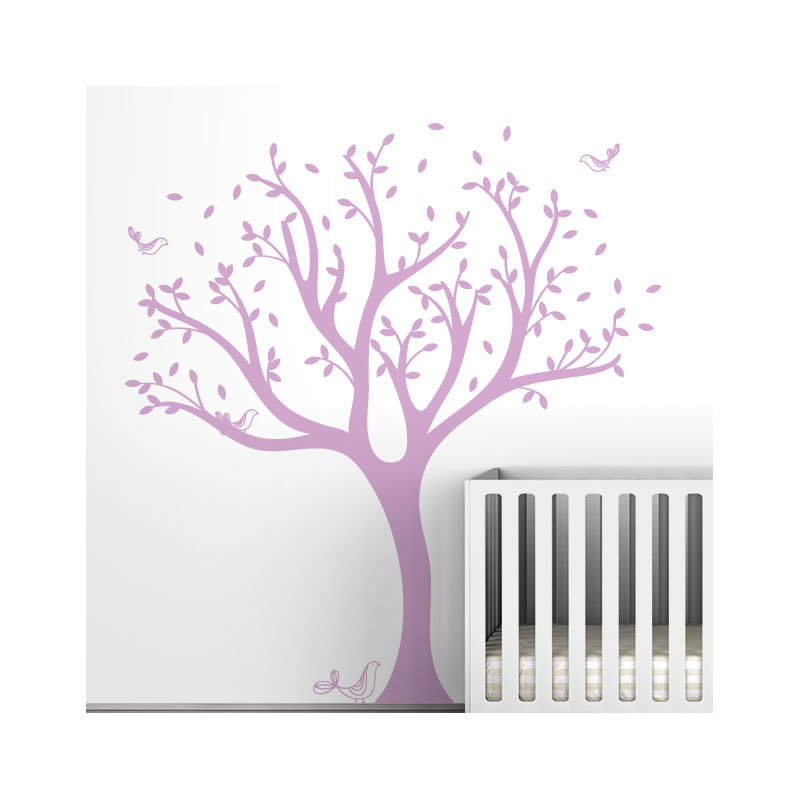 Décalcomanie murale arbre tweet, Lilas