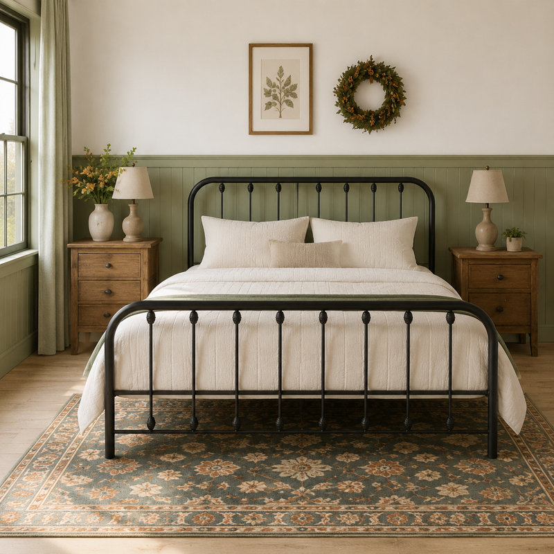 Keyesport Metal Platform Bed, Queen, Black