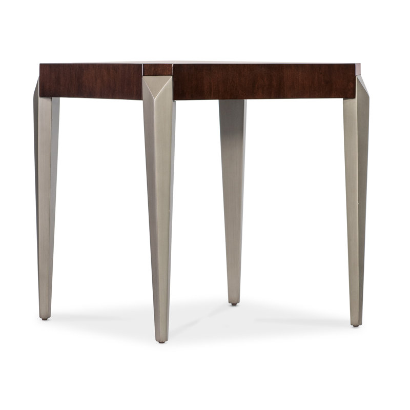 Bella Donna Square Brown Wood and Metal End Table
