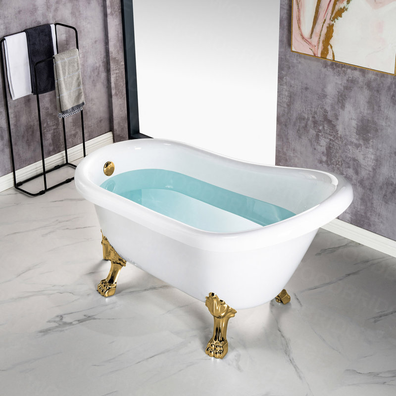 Glory 53.88'' x 29.88'' Soaking Acrylic Bathtub, Polished Gold