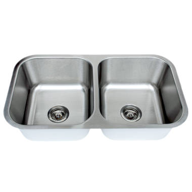 Stylish Olivine Dual-Mount 32 Stainless Steel Double-Bowl Kitchen