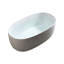 Baignoire indépendante de 47 po en résine de surface solide, une baignoire indépendante de conception moderne avec drain escamotable et tuyaux de trop-plein, convenant aux petites maisons