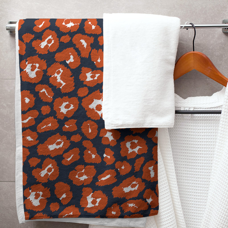 Garp Bath Towel, Polyester/Cotton Blend, Dark Navy/White/Orange