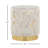 Leather Ottoman In Gold Metal And Ivory Leather With Gold Splatter