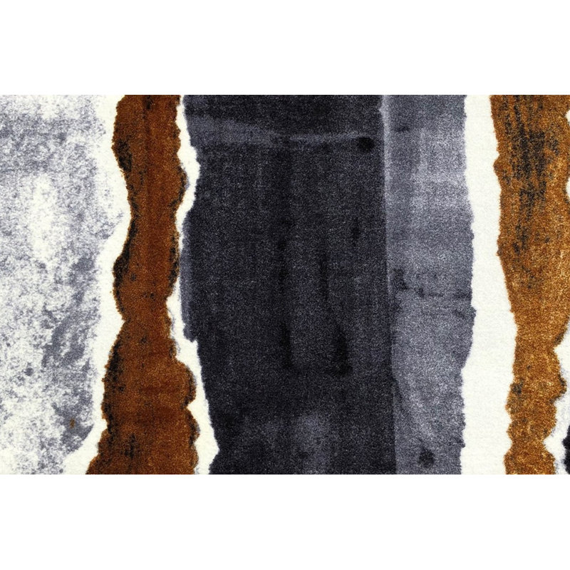 Tapis de couloir noir / brun / gris 2 pi 4 po x 6 pi 3 po