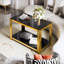 Table basse moderne rectangulaire noire, miroir