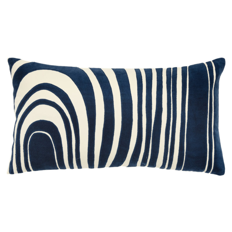 Housse de coussin rectangulaire avec insert lombaire 100% coton Hatton, Bleu foncé / Beige