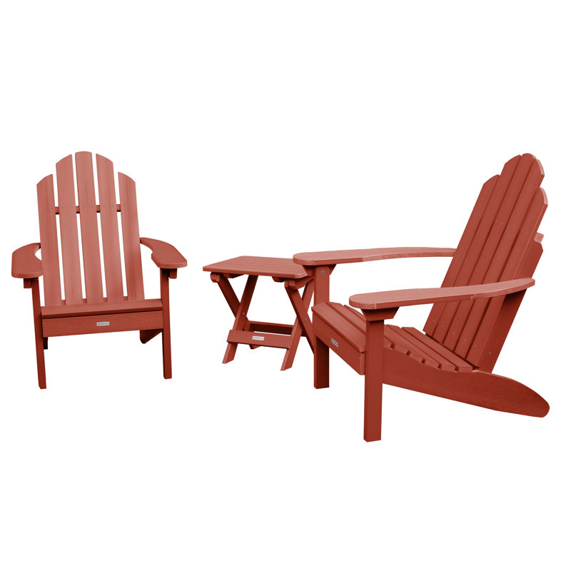 Anette Outdoor Adirondack Chair With Table, Rustic Red