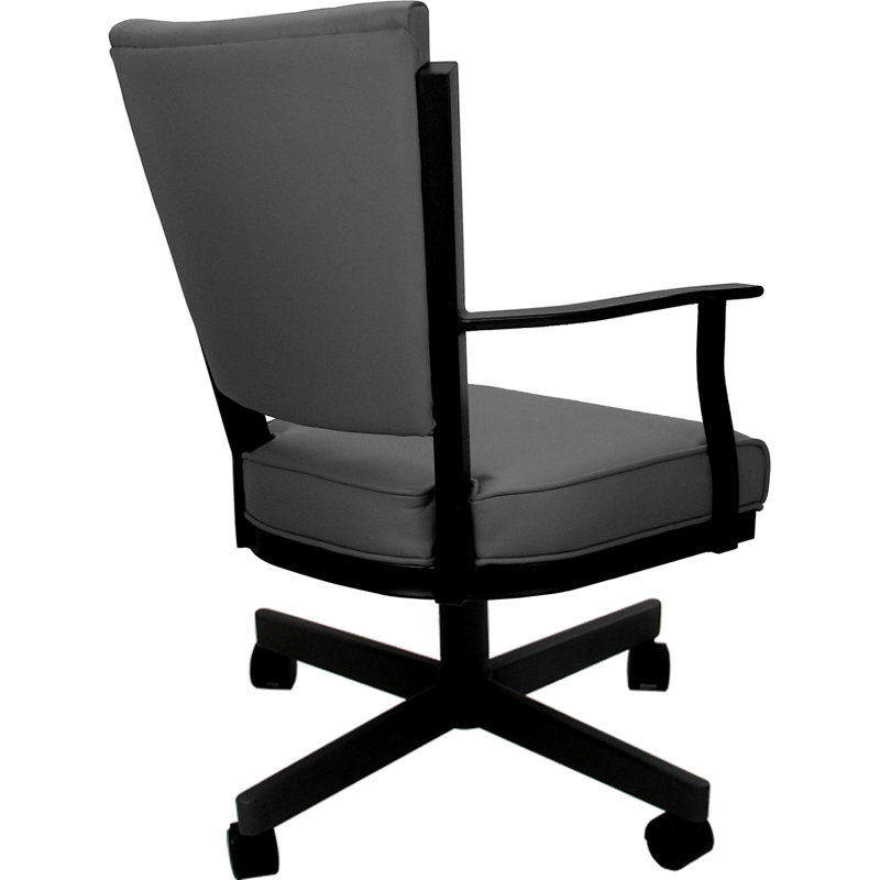 Leather Dining Caster Chair Swivel Tilt, Gray, Black