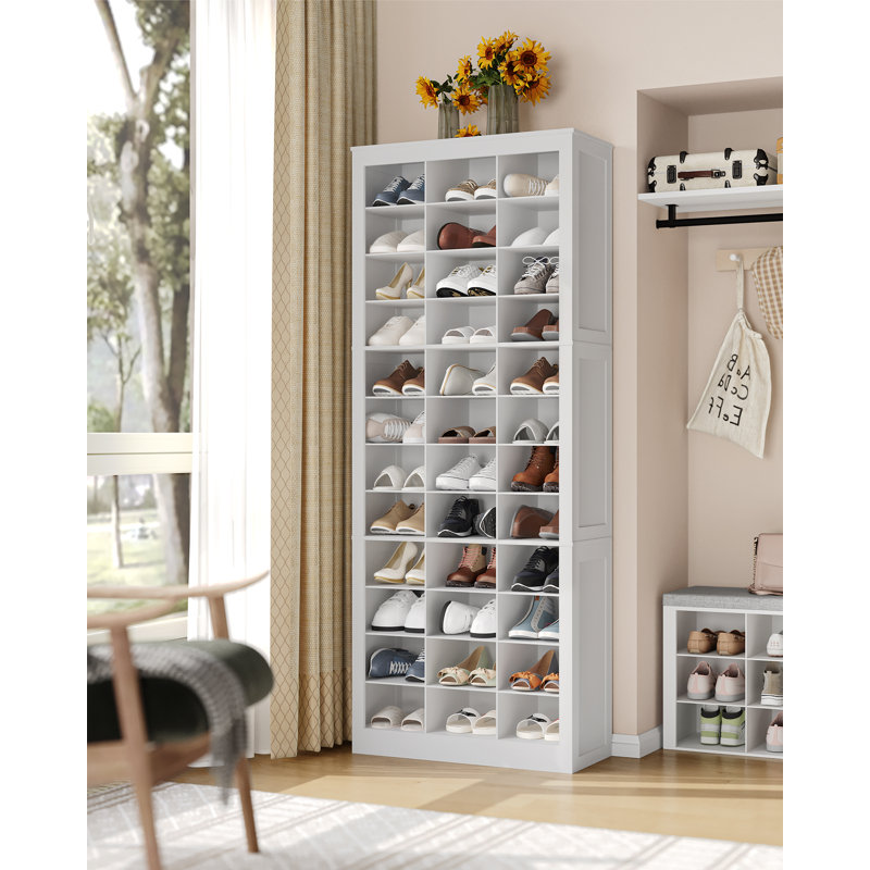 Darlington Shoe Storage Cabinet, 36 Pairs Free Standing Closet Organizer, 8.8 inch Widened Cell Wood Shoe Organizer, 12 Tiers Vertical Space Saving Shoe Rack for Entryway, Bedroom