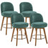 26" 4PCS Swivel Upholstered Counter Stool With Solid Wood Frame And Mid Back