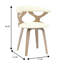 Chaise de salle à manger en bois Howzell revêtue de cuir avec structure en bois de peuplier teint et dossier ouvert-875269931