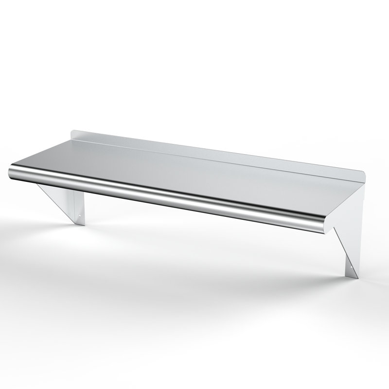 Tablette murale utilitaire en métal., H 11 po x l 36 po x P 12 po, Acier inoxydable
