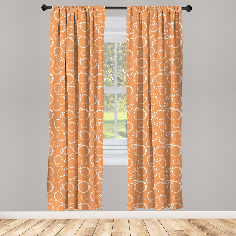Turtle Semi-Sheer Rod Pocket Curtain Panels, 28" x 84", Orange