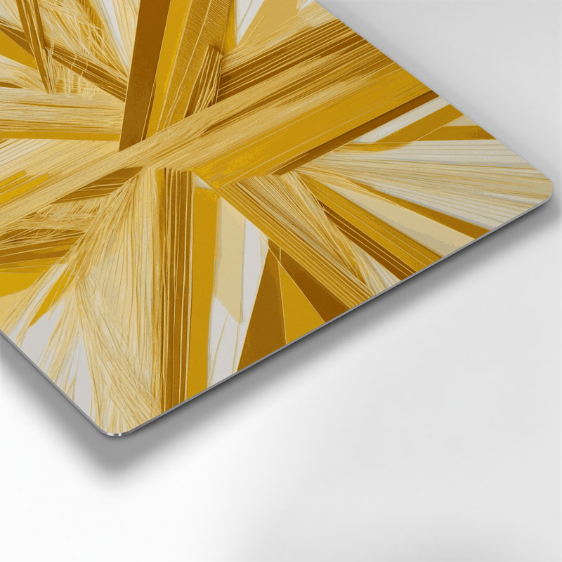 «Geometric Abstraction 22», art mural en métal beige, H 16 po x l 16 po