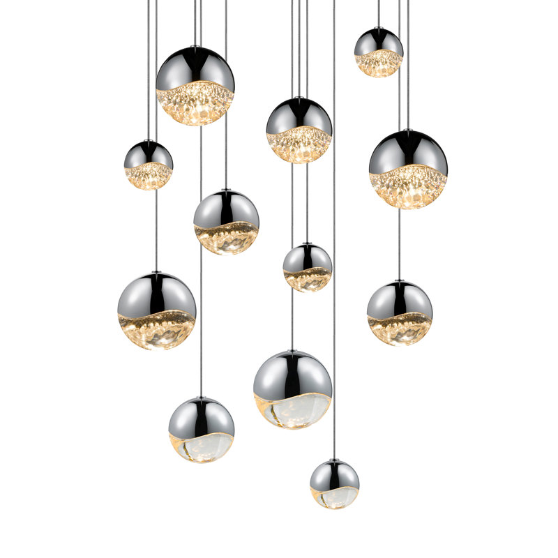 Grapes 12 - Light LED Cluster Pendant, Polished Chrome, 3.25" H x 16.25" W x 16.25" D