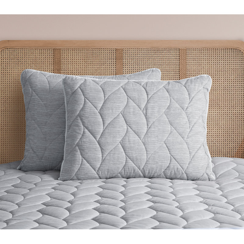 Ensemble d'édredon réversible 3 pièces Emily, Édredon pour très grand lit + 2 taies décorativ, Gris