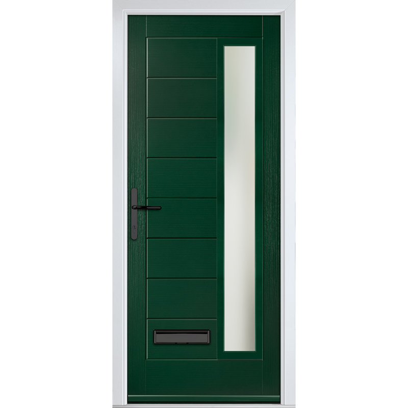 Crystal GRP Front door Monza Right Anthracite Grey 890mm x 2090mm Open in Right hand Stipolytte Glass, 89mm x 209mm, Right