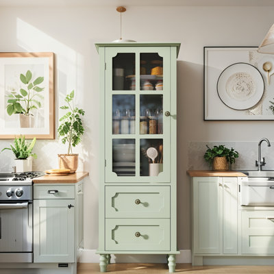 Buffet minimaliste avec portes en verre et tiroirs doubles - rangement moderne pour le salon / la salle à manger / le couloir