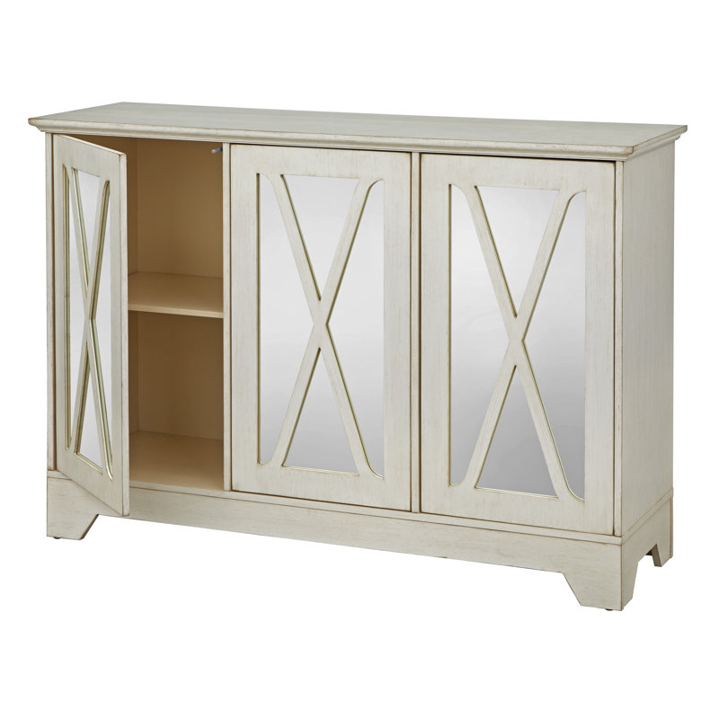 Buffet bas de 52 po de largeur Berowalt, Blanc antique vieilli