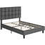 Size Modern Upholstered Bed Frame with Adjustable Square Tufted Headboard-99170190-93363909