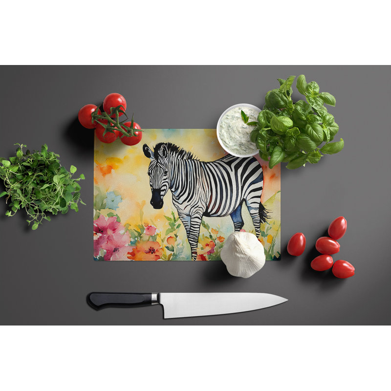 Zebra Glass Cutting Board Large
