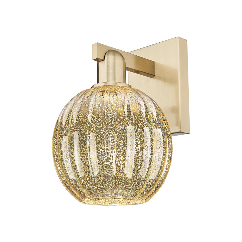 Ruvalcaba - 1 Light Globe Shade Wall Mount Sconce, Mercury, Champagne Bronze
