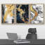 «Black and Gold Swirling Ink Collage Abstract Patterns Modern Art Mid-Century Modern on Canvas», reproduction de 3 pièces-94434463-94434462