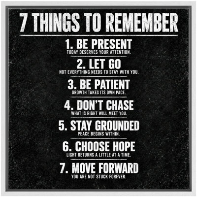 Seven Things to Remember Motivational Quote Typography Wall Art Decor Framed On Canvas Print