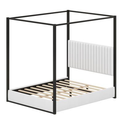 Lit plateforme moderne à baldaquin avec tête de lit et système de support