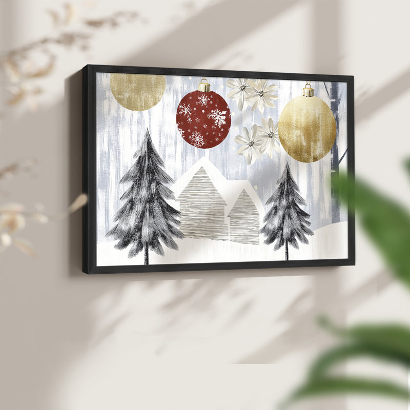Art de Noël - CCXI - Reproduction encadrée - Restickable, H 16 po x l 20 po, Noir, noir, noir, noir
