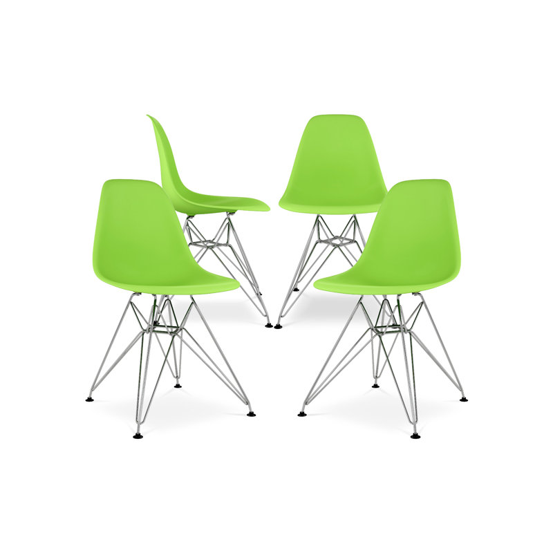 Modholic Eiffel Chair With Steel Legs, Green, Green, 1