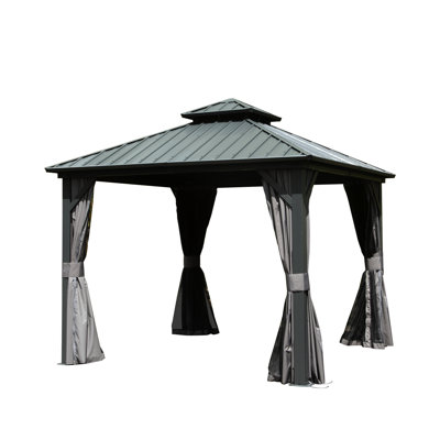 Pavillon de jardin 10 pi X, aluminium, acier galvanisé, attrait classique, pour patio, protection de la vie privée, cour,