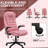 High Back Vibration Massage Office Chair with 6 Vibration Points, Heated Reclining PU Leather Computer Chair with Armrest and Remote, Pink