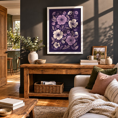 Vintage Floral Pattern Botanical - Framed Print