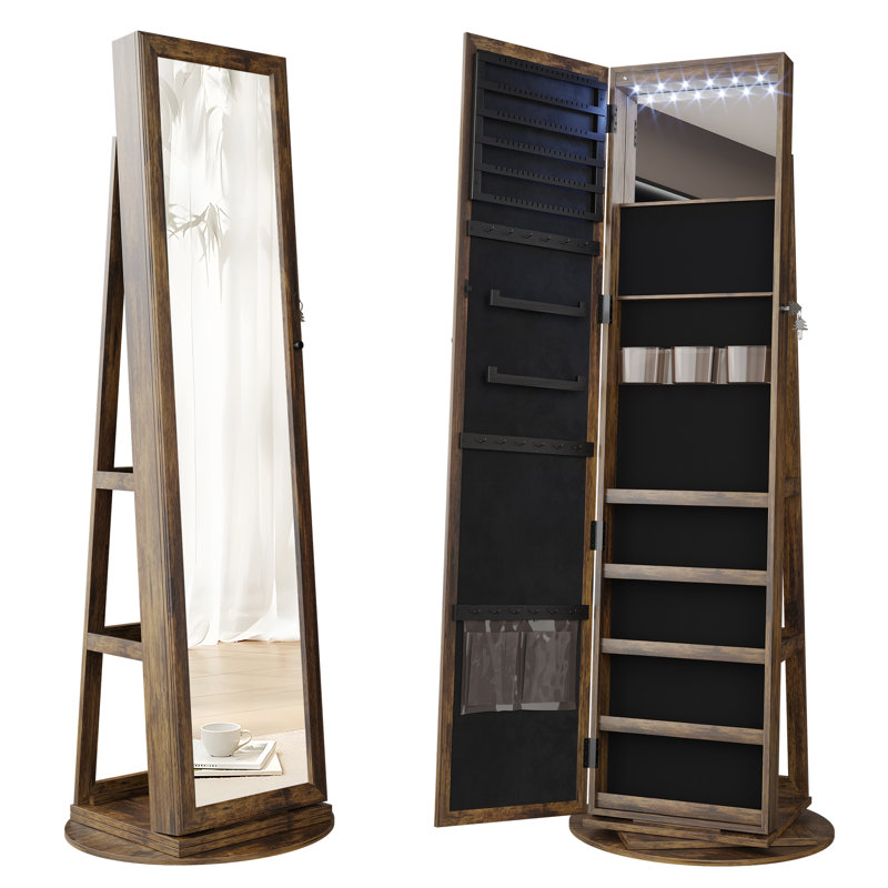 Chrisney Jewellery Armoire with Mirror, Rustic Brown