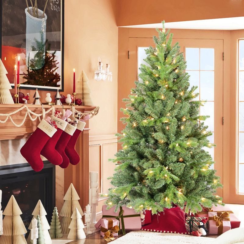 Arbre de Noël avec embouts en PE + PVC - Arbre de Noël à branches pleines avec branches à charnières, assemblage facile, support en métal stable, décoration de Noël vert classique