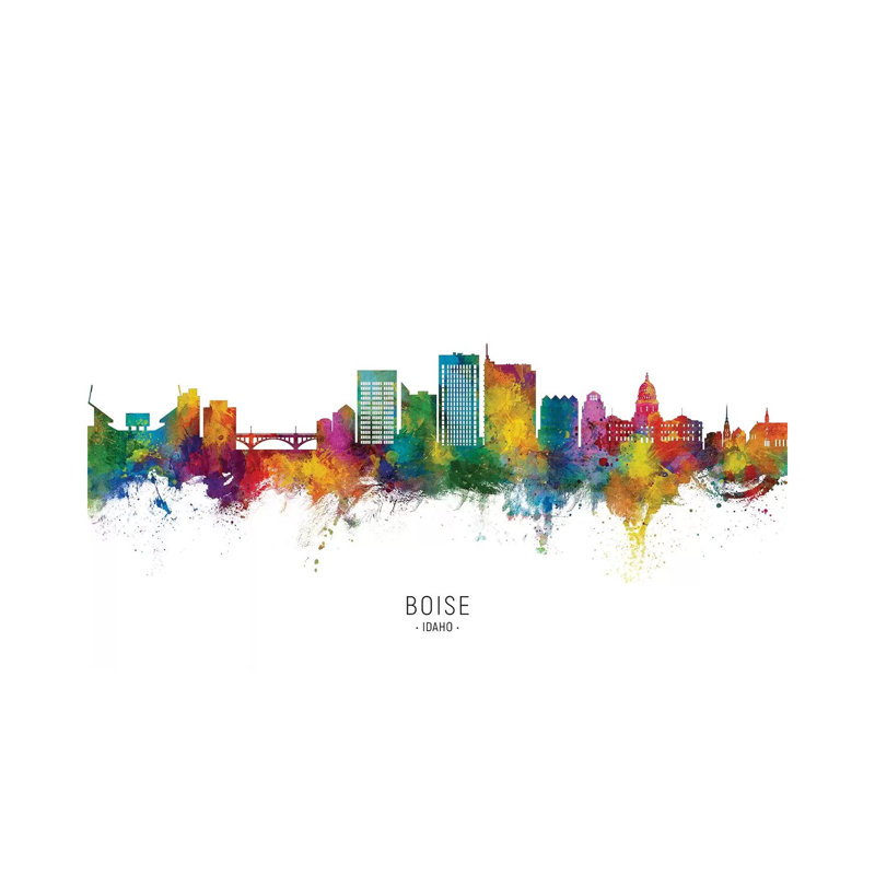 Boise Idaho Skyline City Name by Michael Tompsett - Print on Canvas, Wrapped Canvas, 30.48cm H x 45.72cm W x 1.91cm D
