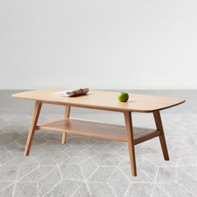 100% Solid Wood Coffee Table – Stylish And Functional With Storage Shelf, Easy Assembly