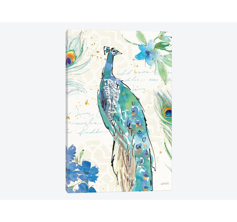 « peacock jardin ii », reproduction d’impression sur toile tendue, H 18 po x l 12 po x P 1,5 po, Toile tendue, Pas de tapis
