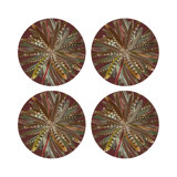 Pheasant Feathers Vegan Leather Round Pebble Placemat