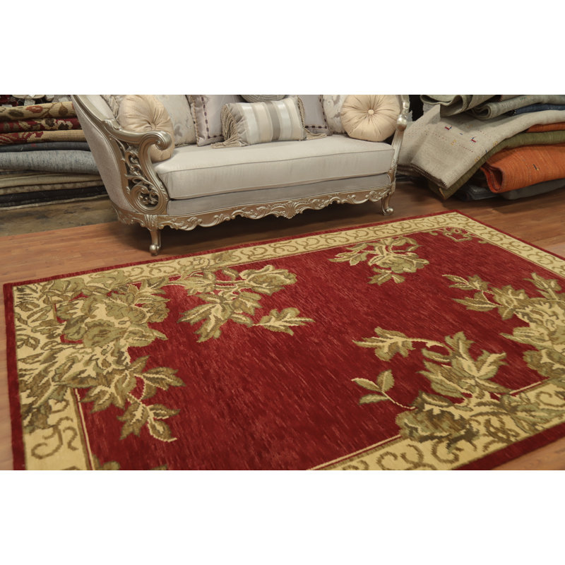 Tapis indien rouge à motif floral 6 x 10