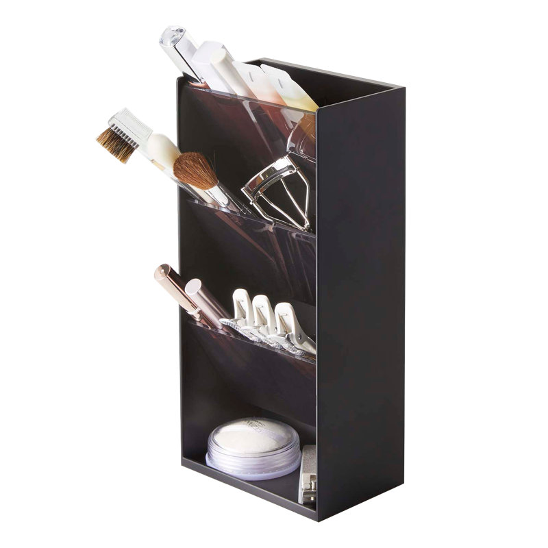 Yamazaki Home Sleek Black ABS Plastic Adjustable Makeup Organizer