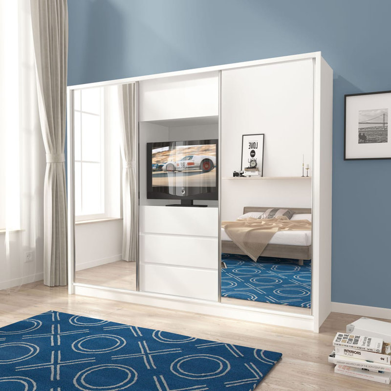 Cazeau 2 Door Manufactured Wood Wardrobe, White