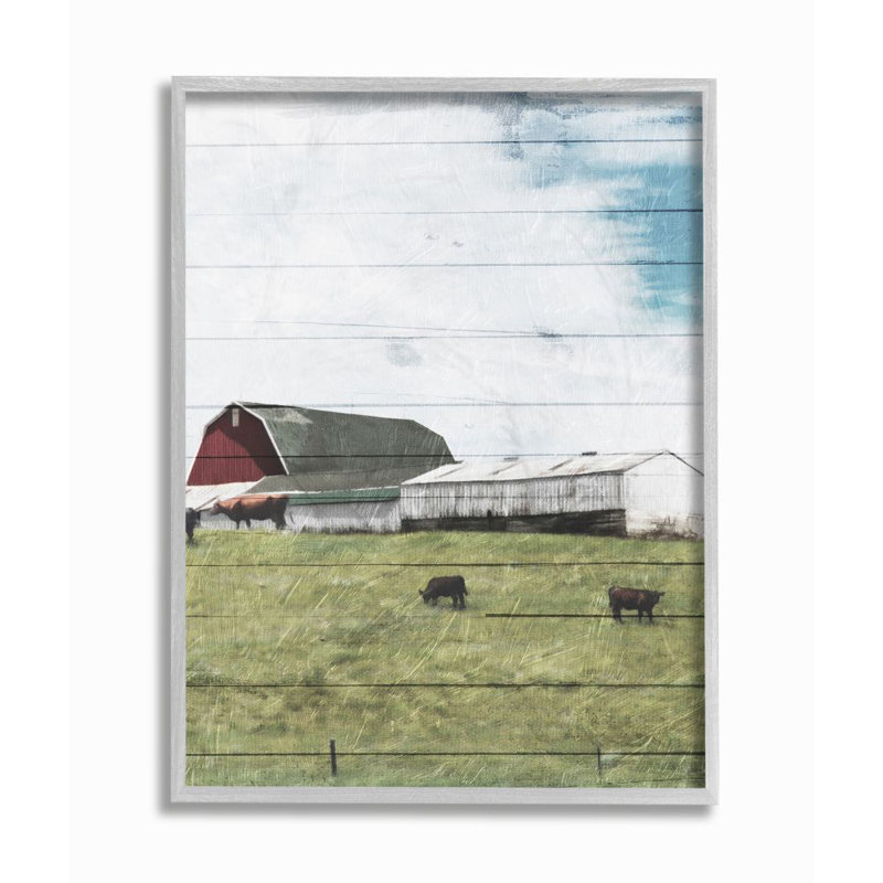 «Farm Landscape», peinture, H 14 po x l 11 po x P 1,5 po, Estampe numérique Farmhouse