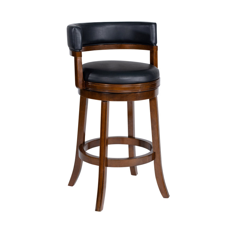 Balen Swivel Stool, Bar Stool (29” Seat Height), Black Seat/Cappuccino Frame