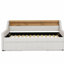 Canapé-lit simple rembourré avec trois lumières DEL, tête de lit réglable avec rangement, lit gigogne escamotable à pieds et charge sans fil, cadre de canapé-lit rembourré en lin-2093047974