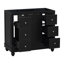 Meuble-lavabo contemporain noir - 36 po x 18 po x 34 po, 4 tiroirs et 1 porte d'armoire, rangement polyvalent, lavabo intégré en résine, tablettes réglables, cadre en bois massif avec panneau de fibres à densité moyenne