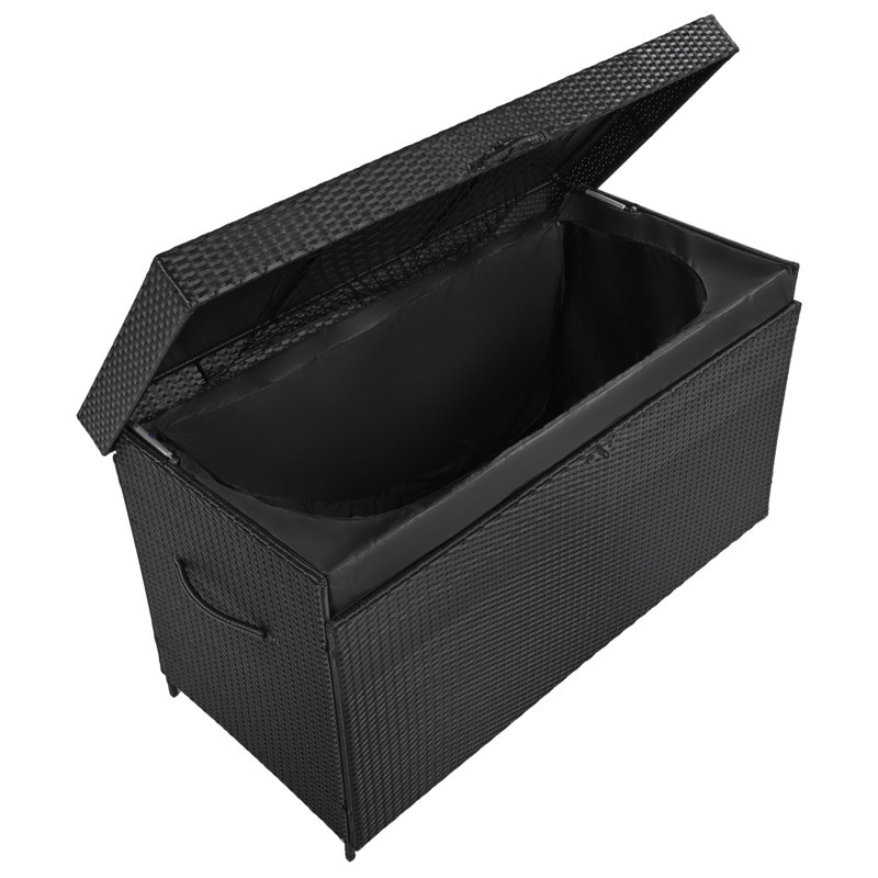 Boîte de rangement 200 gallons en résine résistante à l'eau avec roues, boîte de rangement extérieure toutes saisons, Noir