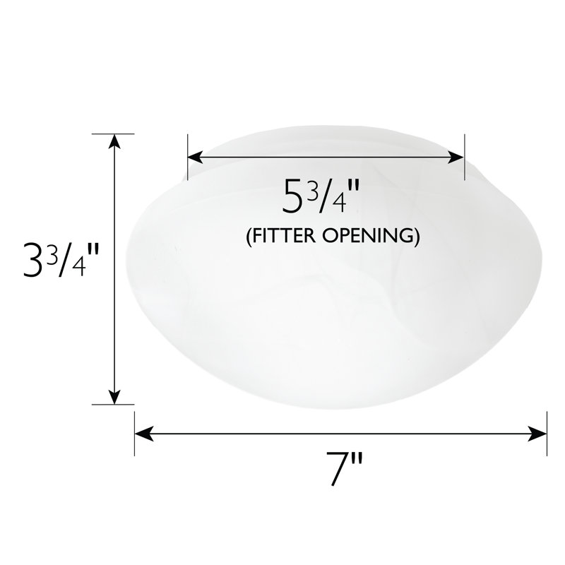 7 Inch Alabaster Dome Replacement Light Glass, Millbridge Collection, White